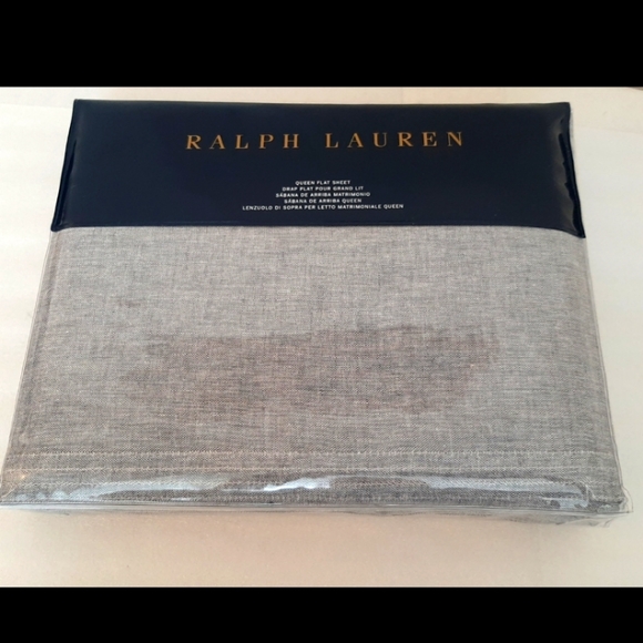 Ralph Lauren Queen Cary Oakview Flat Sheet Essex Blue MSRP $145 - Picture 9 of 10